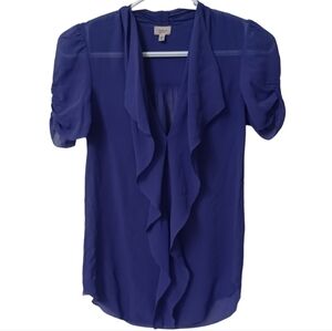 Aritzia Babaton Tinsley Sheer 100% Silk Short sleeves Blouse purple